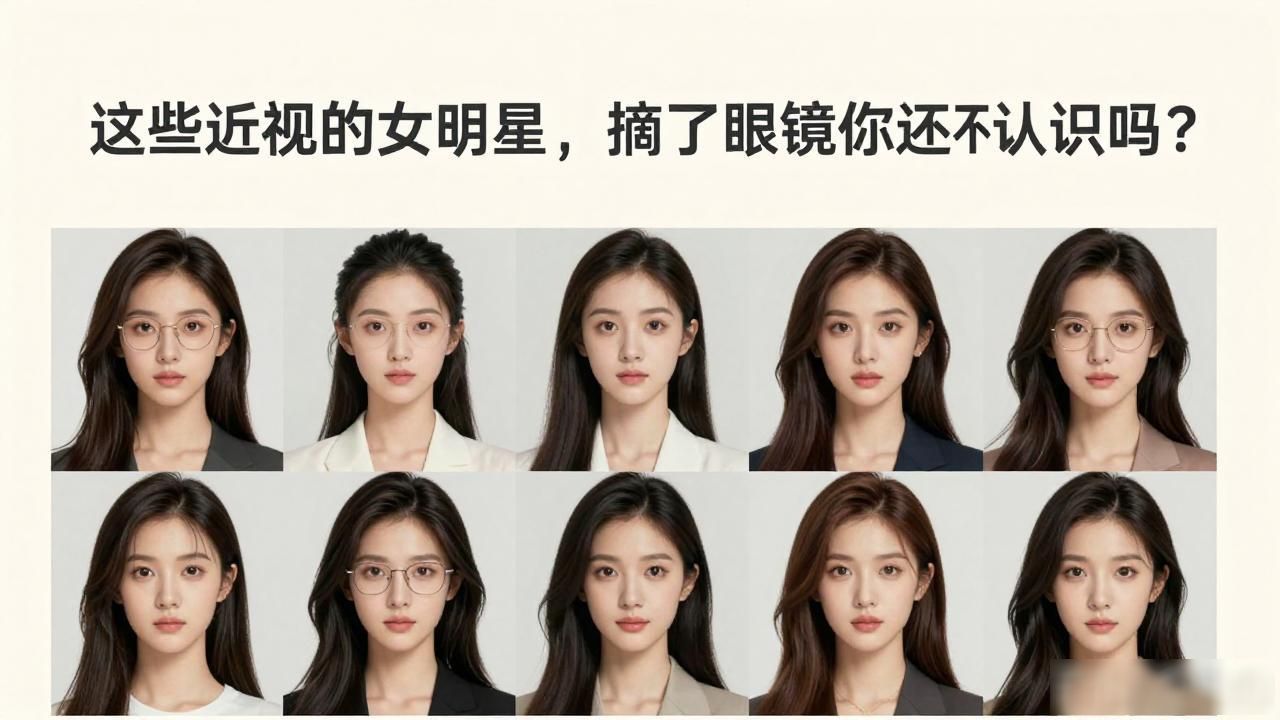 这些近视的女明星，摘了眼镜你还认识吗？